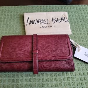 Annabel Ingall Charlotte Clutch Bag burgandy leather